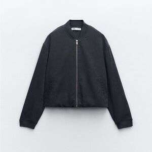 Zara Black Zipper Bomber Jacket Small